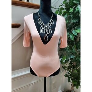 Black / Bead Women's Solid Pink Rayon V-Neck Sleeveless Caual Top Size Small